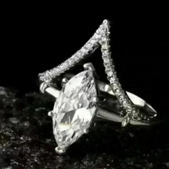 New Silver Marquise Cut Ring 💍 - Picture 4 of 4